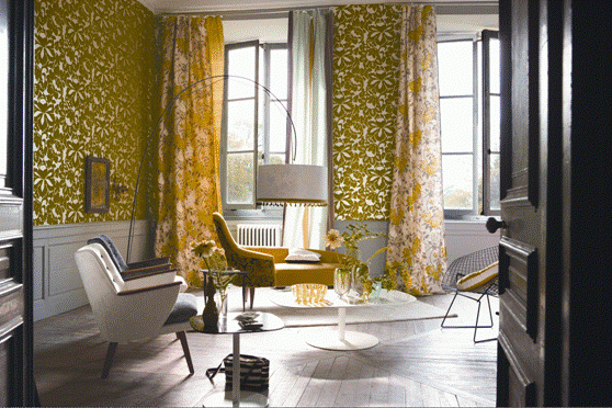 Moderní bytový textil v teple žluté barvě