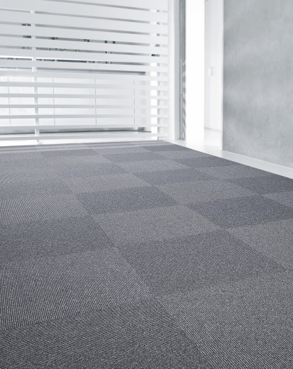 Celoplošný koberec s motivem šedých kostek