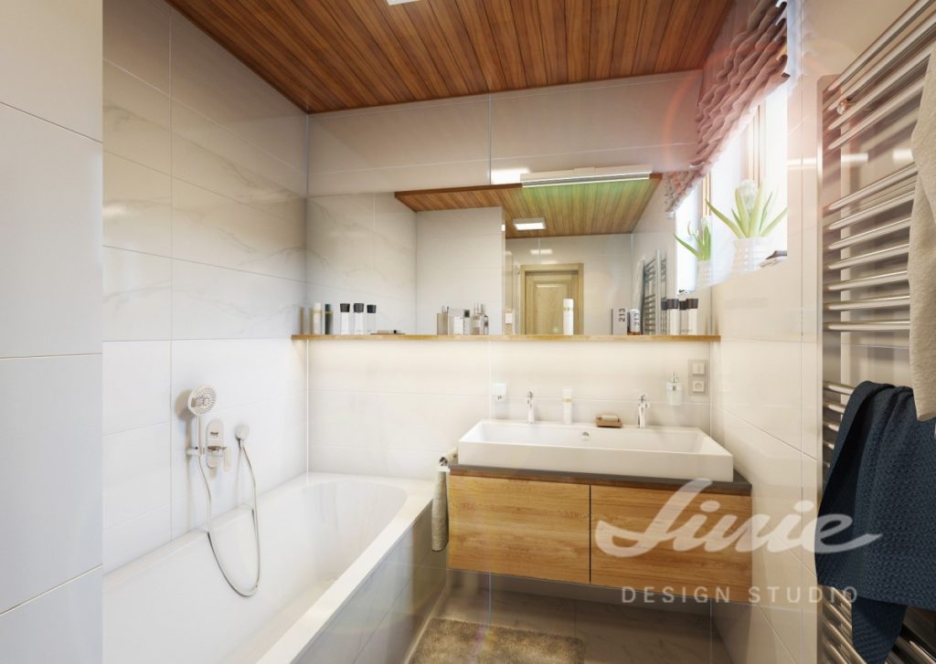 Moderní koupelna zařízena ve světlém stylu