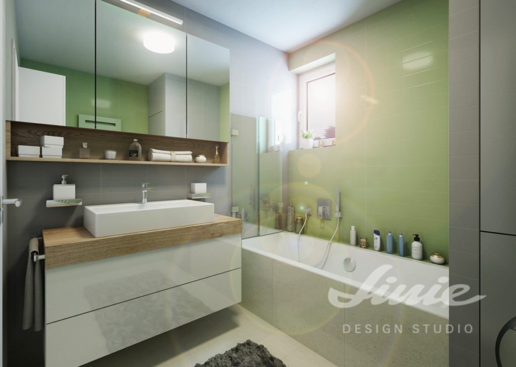 Moderní koupelna ve světle zelených odstínech