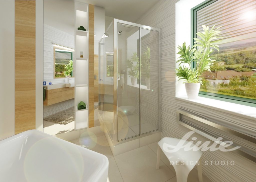 Moderní koupelna s proskleným sprchovým koutem