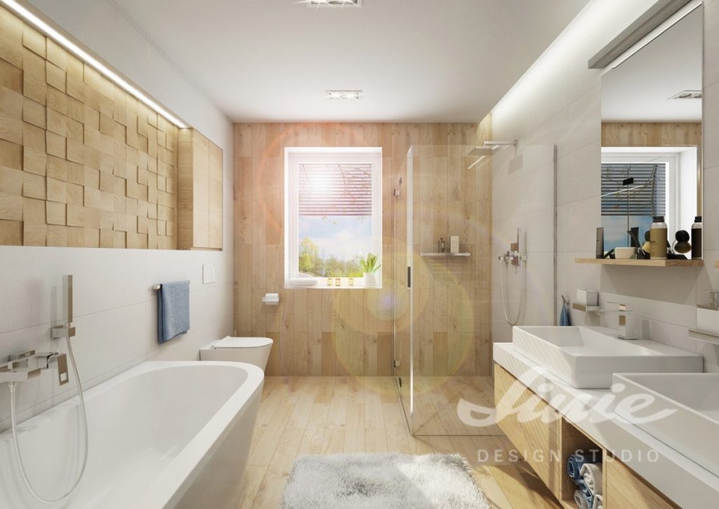 Koupelna ve světlém dřevě