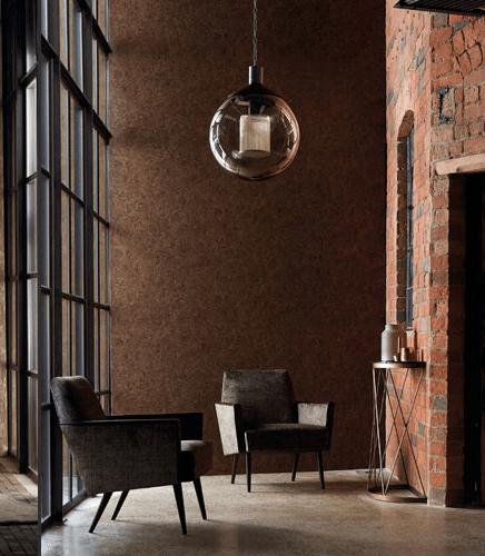 Nástěnná tapeta s tmavým minimalistickým vzorem v obývacím pokoji