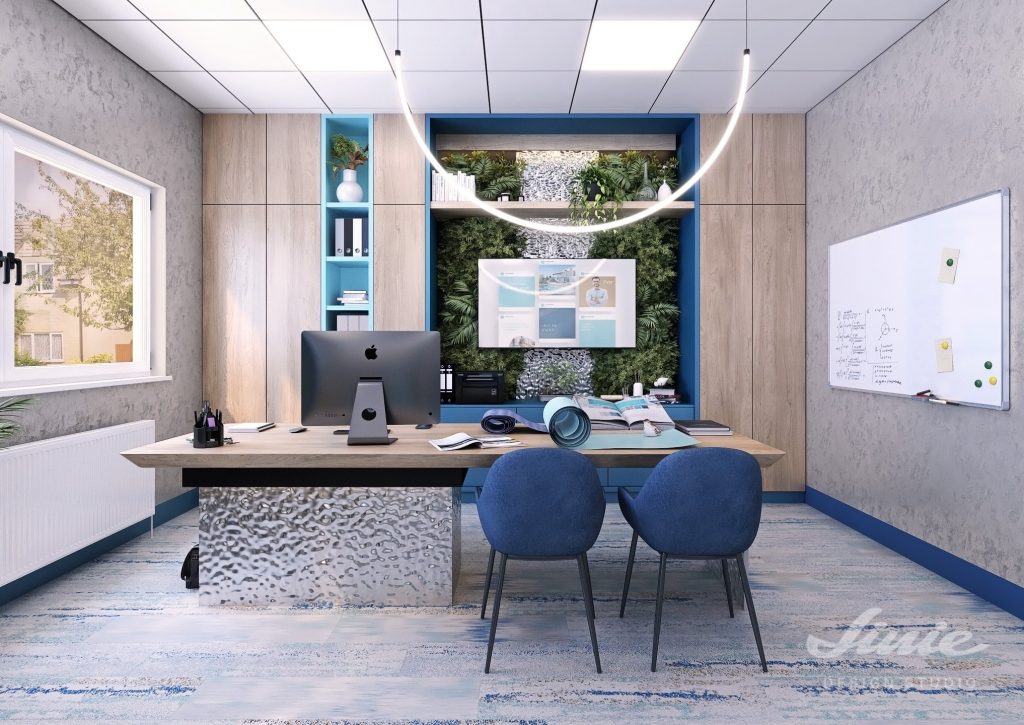 Kancelář v modrých odstínech